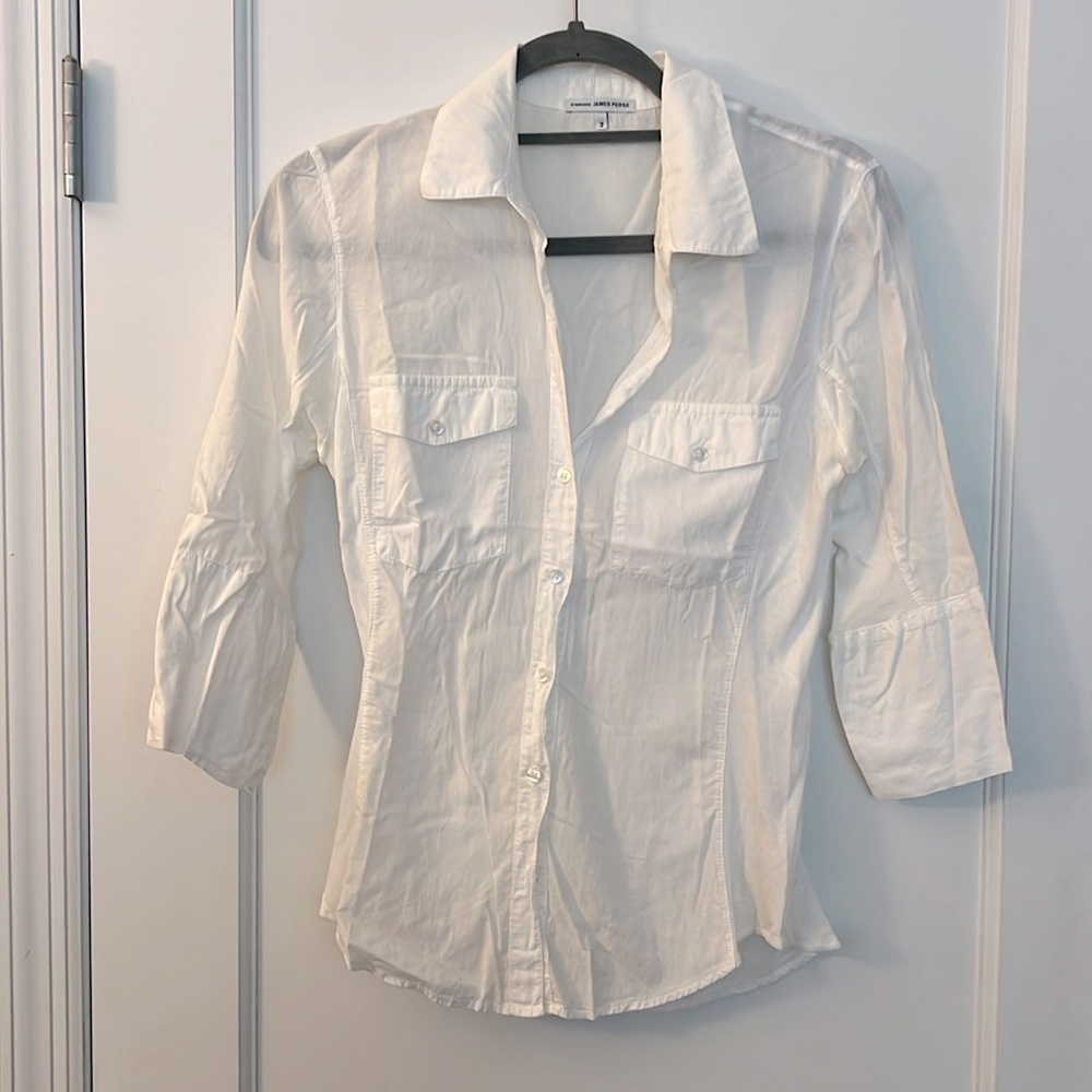 James Perse Slub Side Panel Shirt in White Size 2